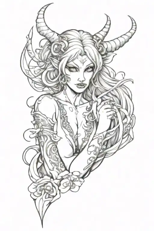 succubus seductive sleeve tattoo design tattoo design idea