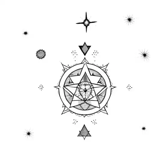 i want line and have 369 number in upper circle with a star in the middle tattoo design idea