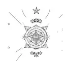 i want line and have 369 number in upper circle with a star in the middle tattoo design idea