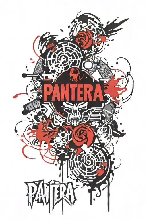 Pantera band logo incorporated tattoo design idea