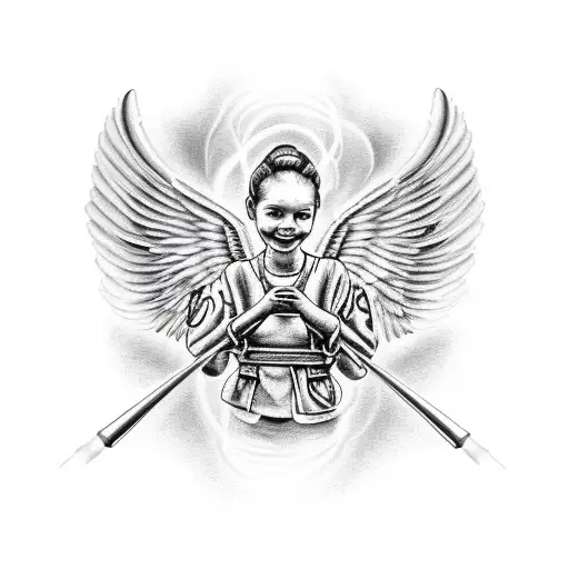 firefighter with angel tattoo design idea