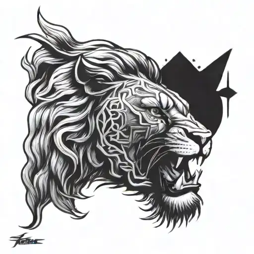 lion head and kobe bryant tattoo design idea