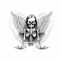 angel hugging skeleton tattoo design idea
