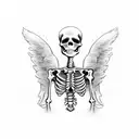 angel hugging skeleton tattoo design idea