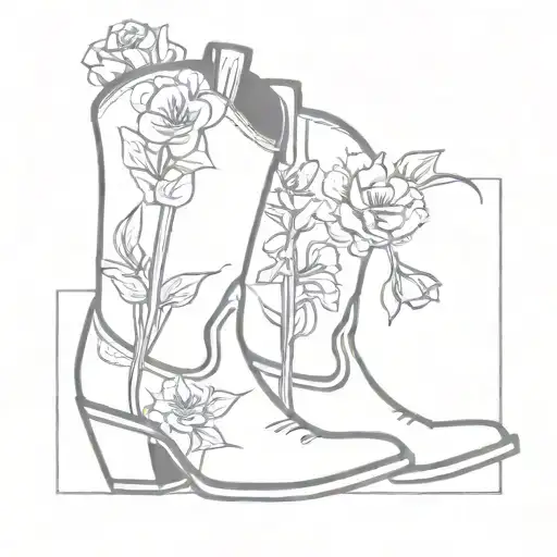 cowboy boots and flowers  tattoo design idea