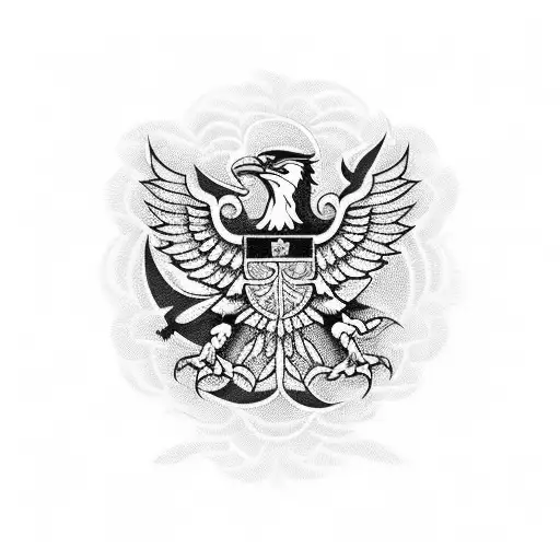 Craft a blackwork tattoo that combines the German eagle and the Philippines sun, symbolizing the client's dedication to the military tattoo design idea