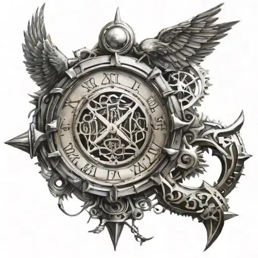 steampunk with nordic runes tattoo design idea