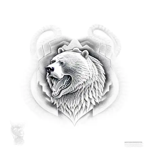 Bear eagle and snake  tattoo design idea