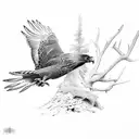 Rowan tree,hawk tattoo design idea