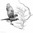 Rowan tree,hawk tattoo design idea