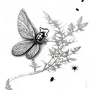 Rowan tree,fairy,hawk,ladybug,W.I.S.E. tattoo design idea