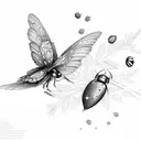 Rowan tree,fairy,hawk,ladybug tattoo design idea