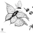 Rowan tree,fairy,hawk,ladybug tattoo design idea