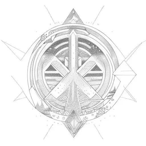 c shaped logo, Waterfall, mountains, peace dove tattoo design idea