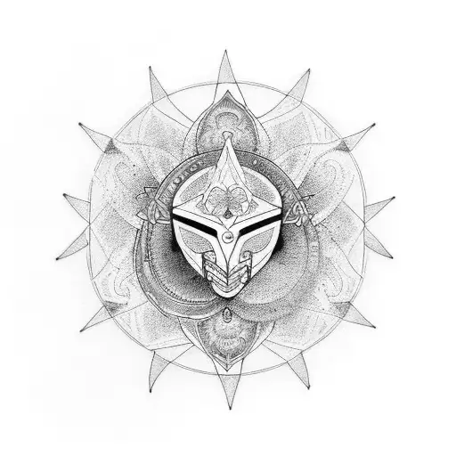 Create a tattoo of a motorcycle riding through a mandala representing the balance of passion and peace tattoo design idea