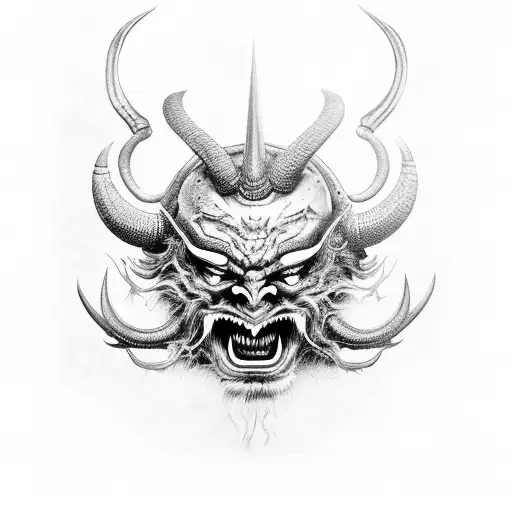 Premium Vector | Tattoo art dragon and devil mask hand drawing sketch