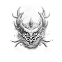 Two Chinese devil masks tattoo design idea