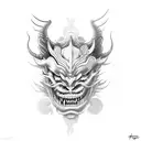 Two Chinese devil masks tattoo design idea