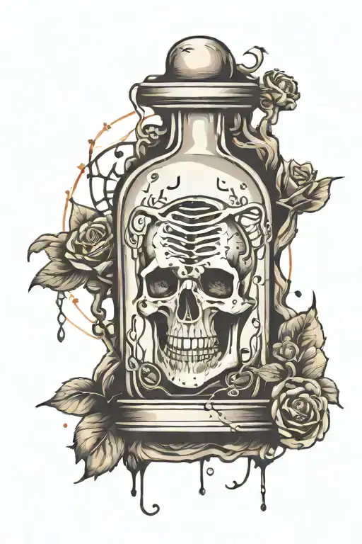 An Elixir with DNA Helix DNA structure inside a graveyard tattoo design idea