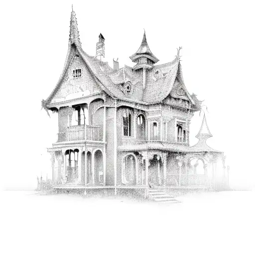haunted house tattoo design idea