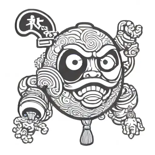 Incorporate Daruma's occupation as a symbol in a graffiti-inspired tattoo design tattoo design idea