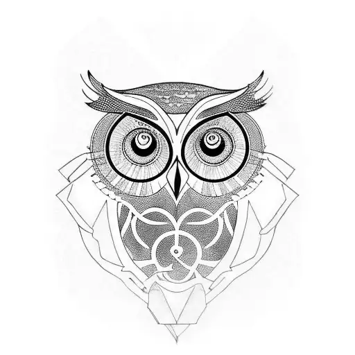 Black geometric owl illustration, Tattoo Owl Drawing, tattoo, animals,  vertebrate png | PNGEgg