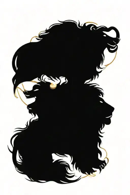 moon with leo lion and capricorn ram loving each other inside tattoo design idea