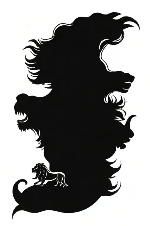 moon with leo lion and capricorn ram love tattoo design idea