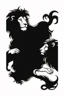 moon with leo lion and capricorn ram love inside representing tattoo design idea