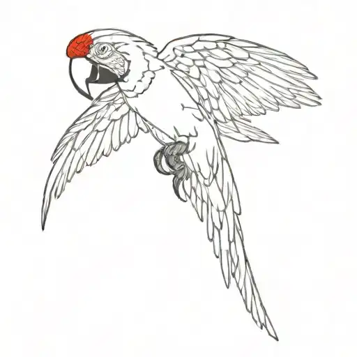 scarlet macaw perched tattoo design idea