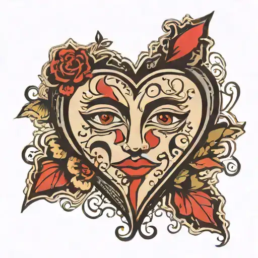 face heart in a letter A tattoo design idea