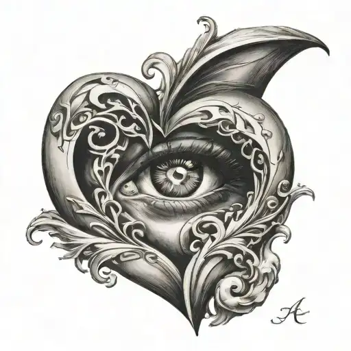 face heart in a letter A tattoo design idea