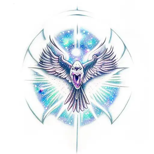 supernatural anti possession symbol with galaxy behind it tattoo design idea