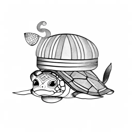 Turtle with Vietnamese hat tattoo design idea