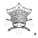 Turtle with Vietnamese hat tattoo design idea