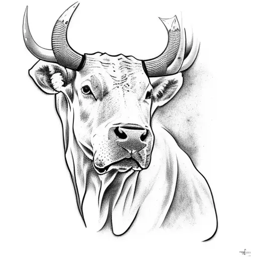 bull with head  tattoo design idea
