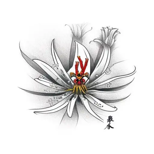 spider lilys that look like the kanji 父 means dad tattoo design idea