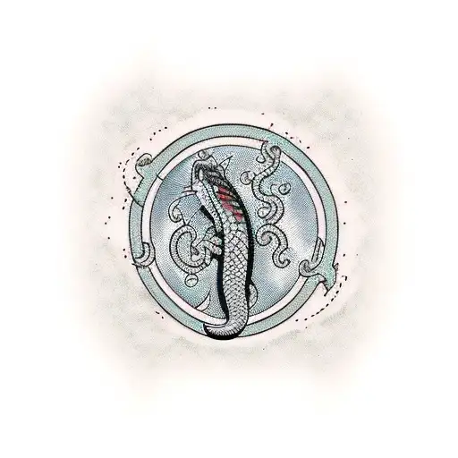 red snake with black honeycomb tattoo design idea