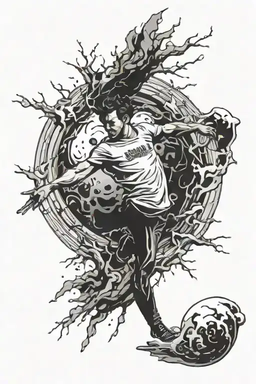 Man falling into nothingness hole surrounded tattoo design idea