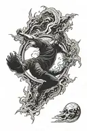 Man falling into nothingness hole surrounded tattoo design idea