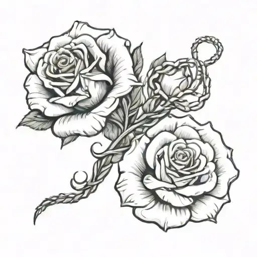 Two roses one of them living and one of them wilted with a snake wrapped around the two roses, possible vibrant color in tattoo design idea