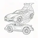 Design a hot wheels car with a trail of hearts behind it, representing the love and joy of motherhood tattoo design idea