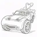 Design a hot wheels car with a trail of hearts behind it, representing the love and joy of motherhood tattoo design idea