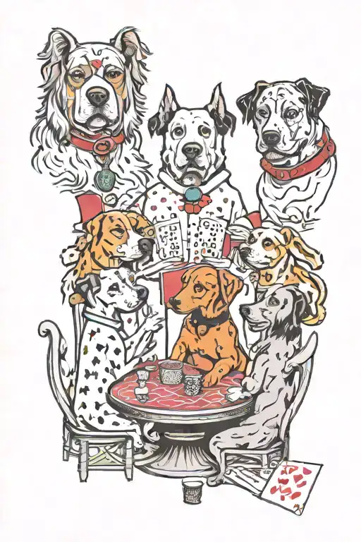 Three Dogs Playing Poker tattoo design idea