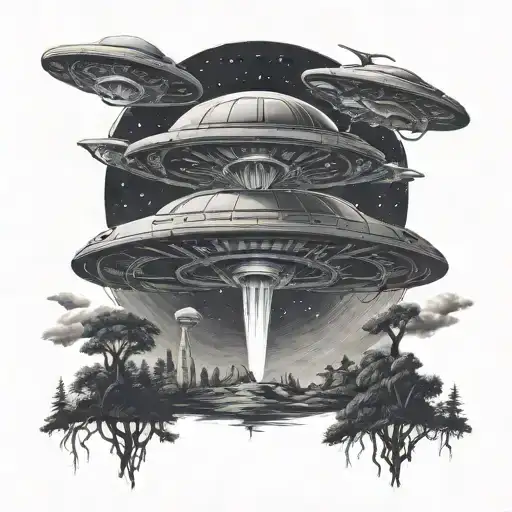 ufo abduction tattoo design idea