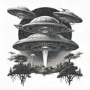 ufo abduction tattoo design idea