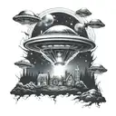 ufo abduction tattoo design idea