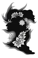 Create a black and grey tattoo design for the upper arm that symbolizes the experience of depersonalization. The central tattoo design idea