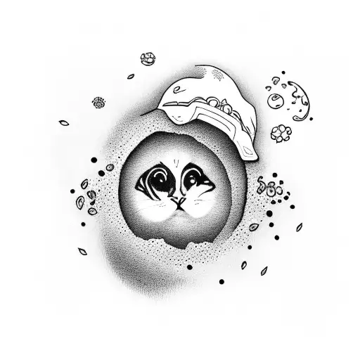 fried egg with cat paw tattoo design idea