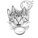 fried egg with cat paw as yolk tattoo design idea